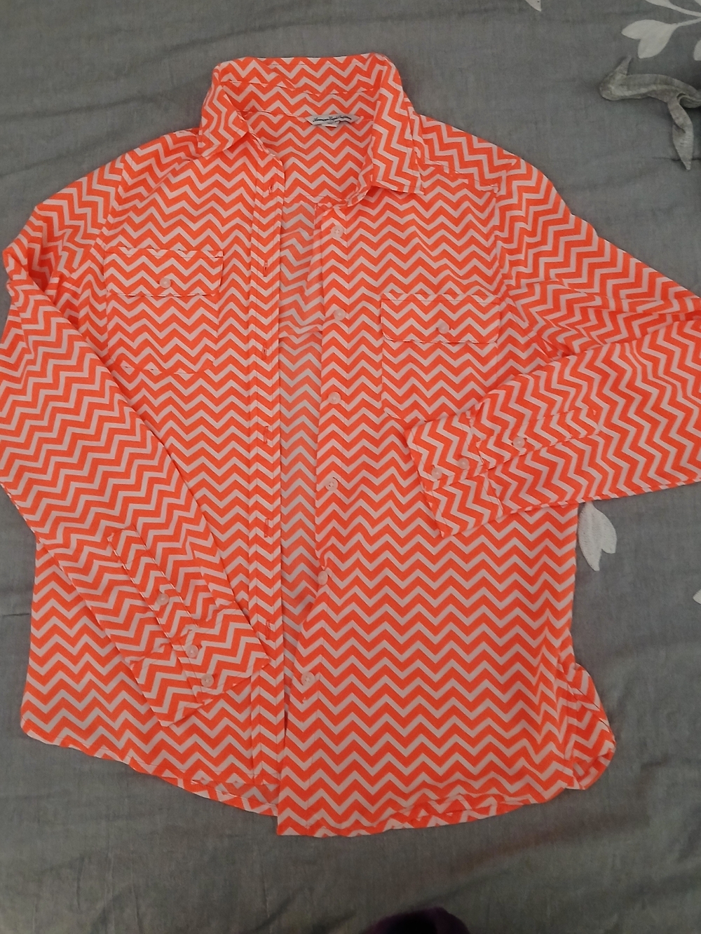 American Eagle Outfitters Women's Chevron Blouse - Orange & White